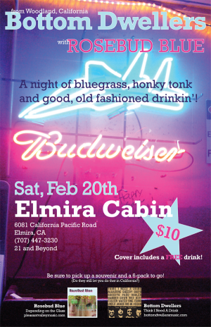 Bottom Dwellers and Rosebud Blue play Elmira Cabin on February 20, 2010